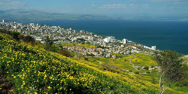 view of the sea in Tiberias, Israel